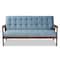 Baxton Studio Asta Mid-Century Blue Velvet Upholstered Walnut Finished Wood Sofa 160-9944 - alternate 4